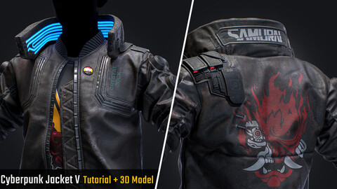 Cyberpunk Jacket V - Tutorial (Full Pipeline) + 3D Model