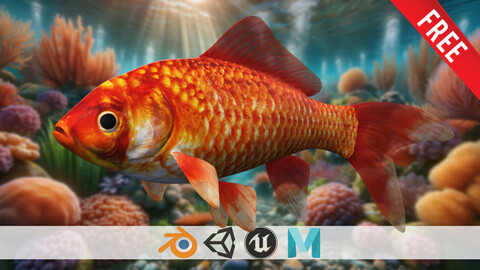 Aquatic Gold Free Premium Goldfish Model Free low-poly 3D model