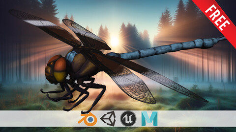 Nature s Helicopter The Dragonfly free nsect Inspector Free low-poly 3D model