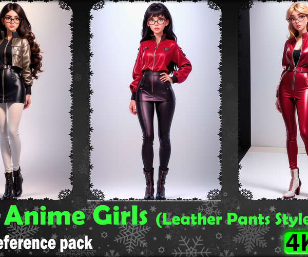 ArtStation - 200+ Anime Girls (Leather Pants Style) Images Reference Pack -  4K Resolution - V.300