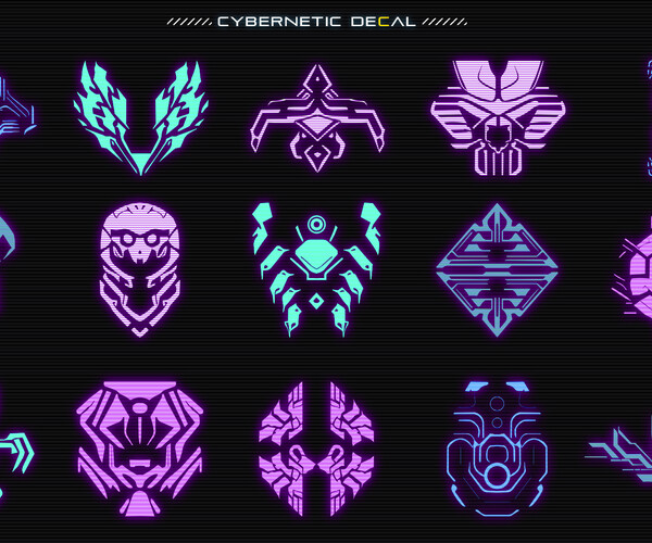 ArtStation - +90 CYBERNETIC DECAL_VOL.03 | Game Assets