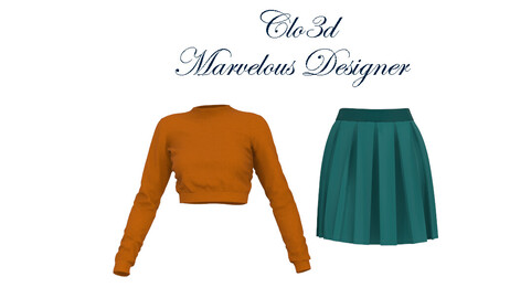 3d box pleated skirt and 3d sweater