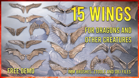 15 Creature wings for Zbrush