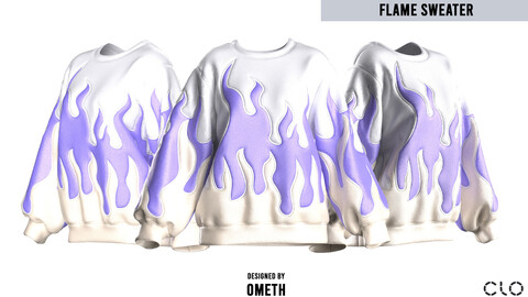 Flame sweater - Clo 3D / Marvelous designer project : OBJ/FBX/ZPRJ