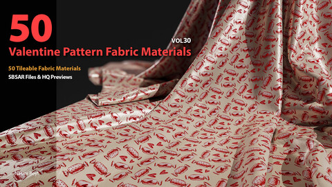 50 Tileable Valentine Pattern Fabric Materials-VOL30. SBSAR
