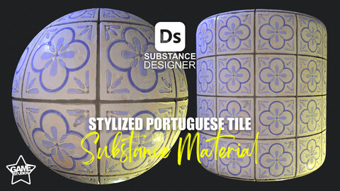 Stylized Portuguese Tiles Material 02 - Substance 3D Designer