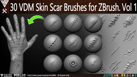 30 VDM Skin Scar Brushes for ZBrush Volume 01