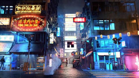 CyberStreet  - Urban Environment Creation with Maya, Megascan and Arnold