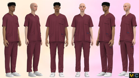 Medical Uniform Women and Men Unisex , clo3d,marvelous designer