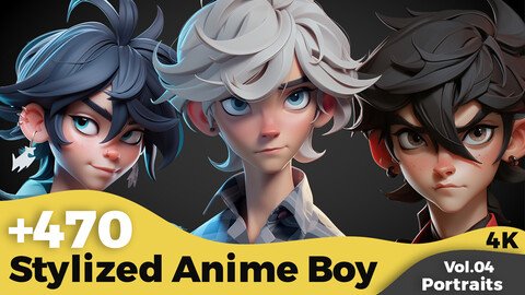 +470 Stylized Anime Boy Portrait(4k)