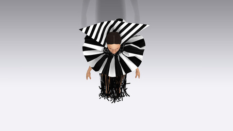 3d black and white costume dress