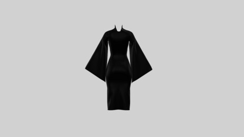 3d black winged dress