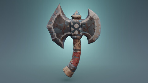 A Metal and Wood Axe Adventure Game Asset Low-poly 3D model