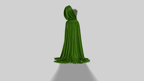 3d draped green evening gown