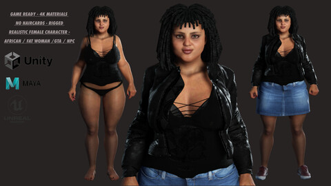 AAA 3D REALISTIC FEMALE CHARACTER - AFRICAN / FAT WOMAN / GTA / NPC