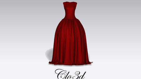 3d Red Ball Gown