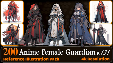 200 Anime Female Guardian (Full Body) Reference Pack | 4K | v.131