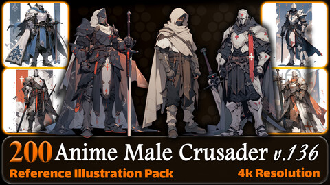200 Anime Male Crusader (Full Body) Reference Pack | 4K | v.136