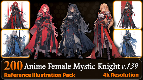 200 Anime Female Mystic Knight (Full Body) Reference Pack | 4K | v.139