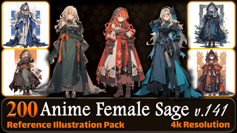 200 Anime Female Sage (Full Body) Reference Pack | 4K | v.141