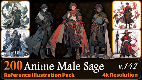 200 Anime Male Sage (Full Body) Reference Pack | 4K | v.142
