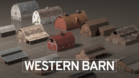 Western Barn Kitbash (Blend, Max, FBX, OBJ)