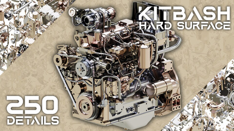 HARD SURFACE KITBASH : Precision Quad Surface Mesh - Engine Design Kit