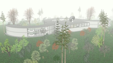 3D design of a research center in the mountains