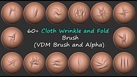 60+ High Detailed Cloth Wrinkles and Folds Alpha And VDM Brushes