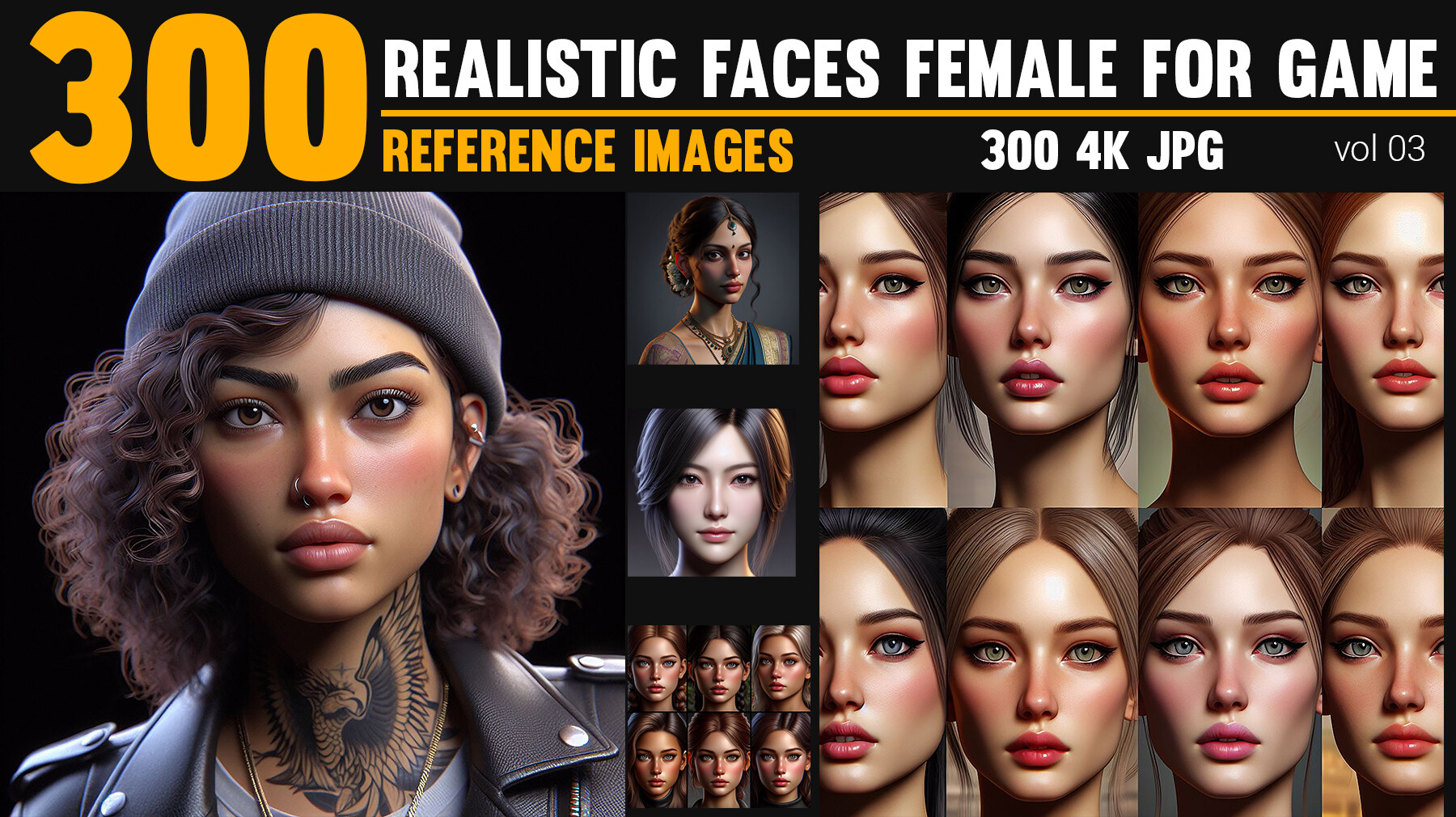 ArtStation - 300 realistic faces of realistic female portraits for game ...