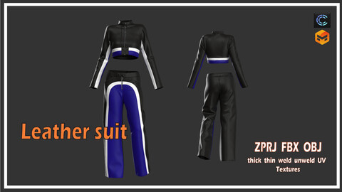 Leather Jacket and Pants / ZPRJ, FBX, OBJ / 4k material / Clo3d