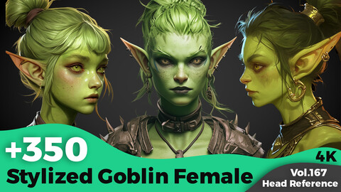 +350 Stylized Goblin Female Head References (4k)