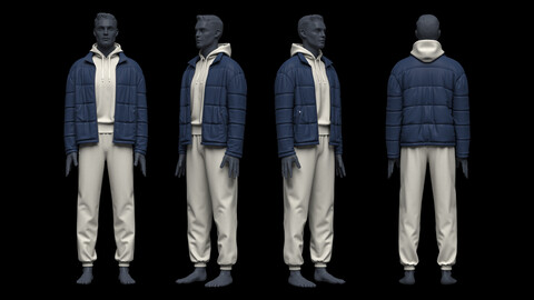 Mens Hooded Casual Wear 3d Model