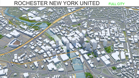 Rochester city New York United States 3d model 40km