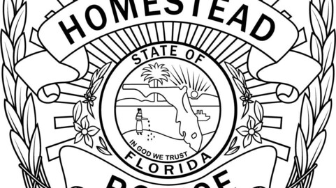officer homestead florida police badge vector file Black white vector outline or line art file for cnc laser cutting, wood, metal engraving, Cricut file, cnc router file, vinyl cutting, digital cutting machine file