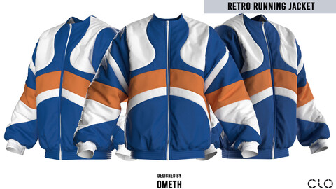 Retro running jacket - Clo 3D / Marvelous designer project : OBJ/FBX/ZPRJ