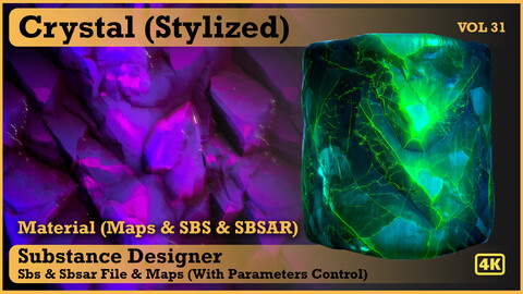 Crystal material (Stylized) - VOL 31 - Maps & SBS & Sbsar