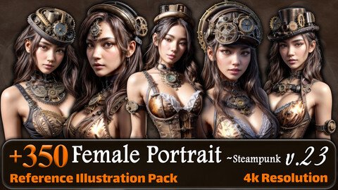 350 Female Portrait (Steampunk Style) Reference Pack | 4K | v.23