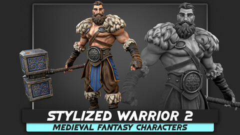 Stylized Warrior 02 - Low Poly Heroes Fantasy Characters – Animation Hammer Medieval Heroes - #27