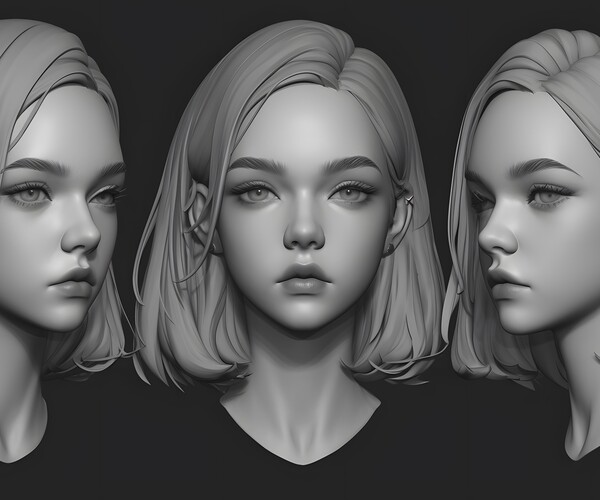 ArtStation - +350 Female Head Sculpt Reference(4k) | Artworks