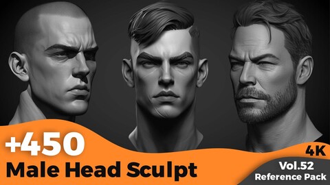 +450 Male Head Sculpt References(4k)