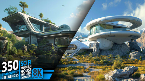 350 Scifi Modern House & Building Concept - Environment References | 8K Resolution