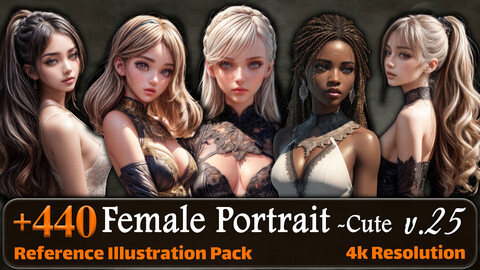 440 Female Portrait (Cute Style) Reference Pack | 4K | v.25