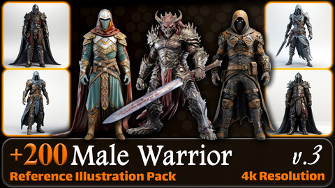 200 Male Warrior Reference Pack | 4K | v.3