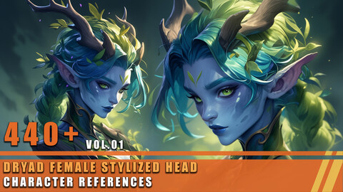 440+ Dryad Female Stylized Head - Character References Vol.01