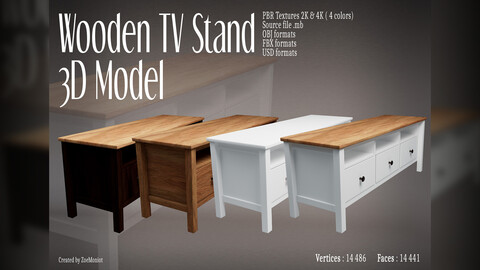 Wooden TV Stand - 3D Model -