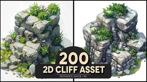 2D Cliff Asset 4K Reference/Concept Images