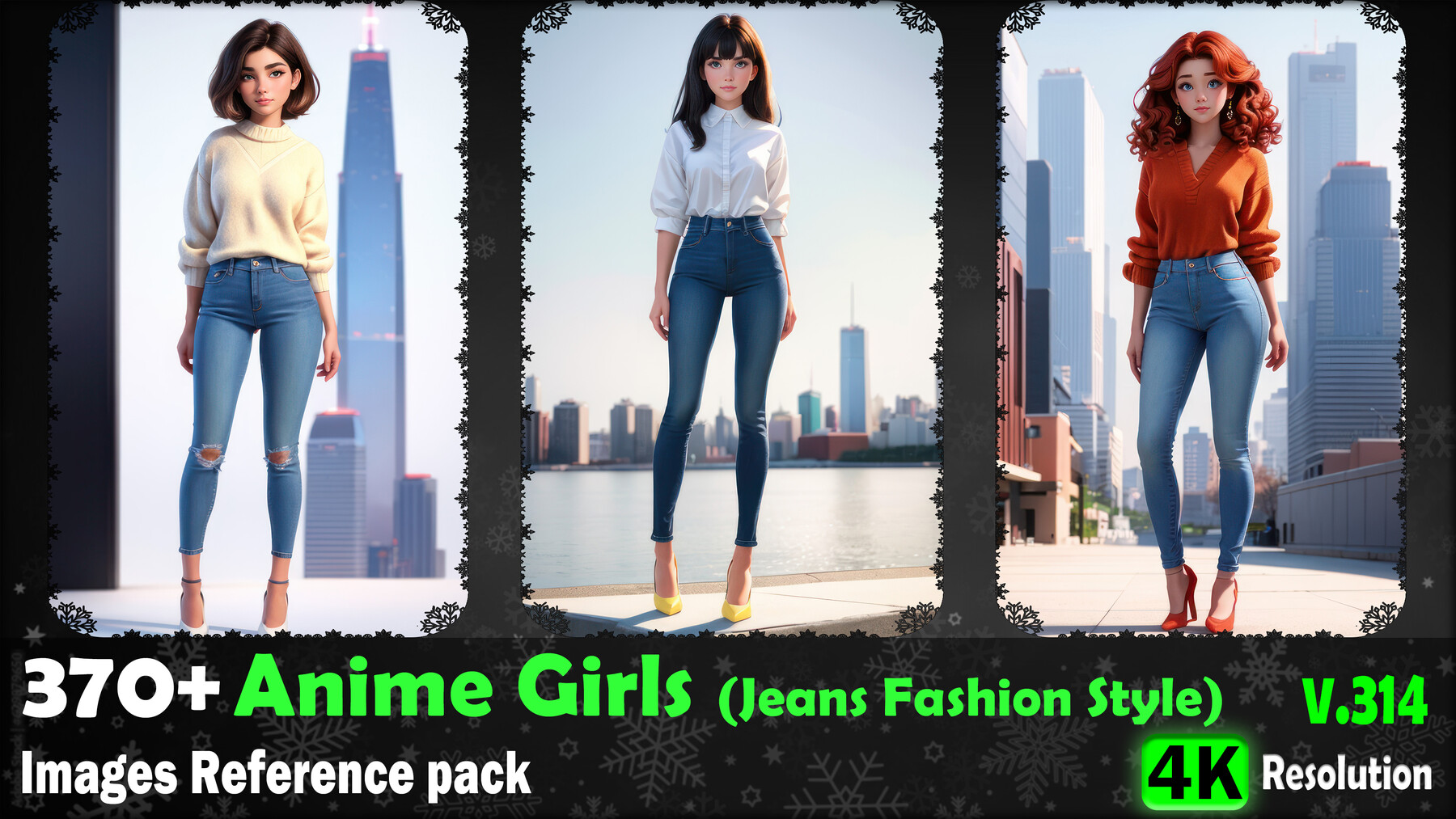 ArtStation - 370+ Anime Girls (Jeans Fashion Style) Images Reference Pack -  4K Resolution - V.314 | Artworks