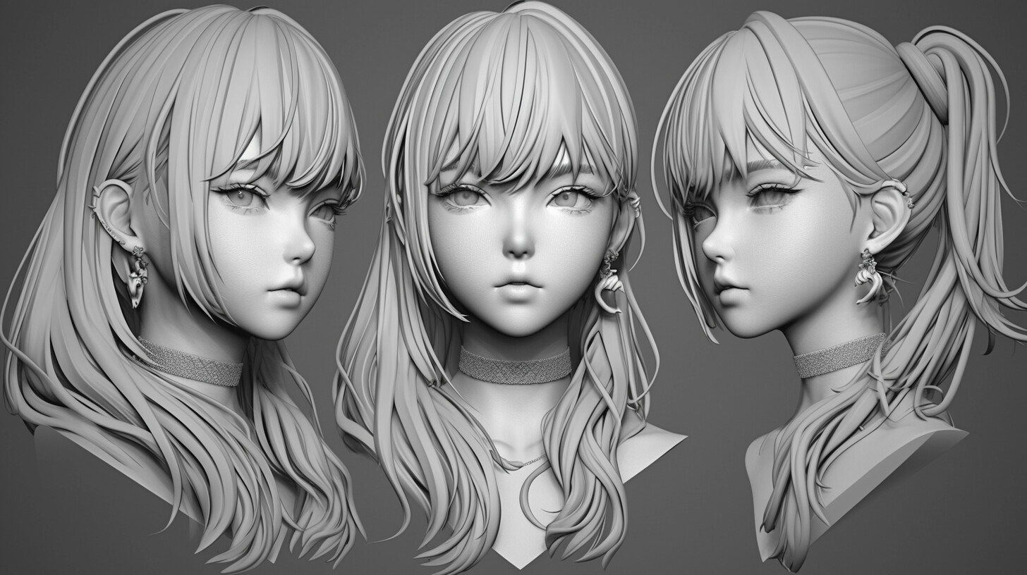 ArtStation - +300 Anime Girl Head Sculpt References(4k) | Artworks