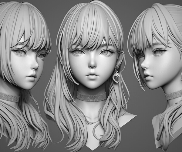 ArtStation - +300 Anime Girl Head Sculpt References(4k) | Artworks